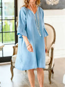 Women’s Casual Ruffle Dress – Hip Length Relaxed Summer Outfit