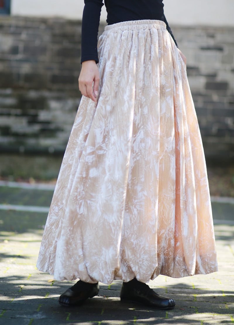 Vintage Velvet Tie Dye Swing Midi Skirt