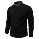 Mens Fine Knit Sweater Modern Collar – Stylish Casual Pullover