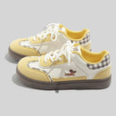 Women's Stylish Laced Up Red Sneakers With Checkers Design