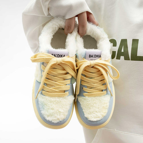 Women's Pink Platform Sneakers With Fleece Lining