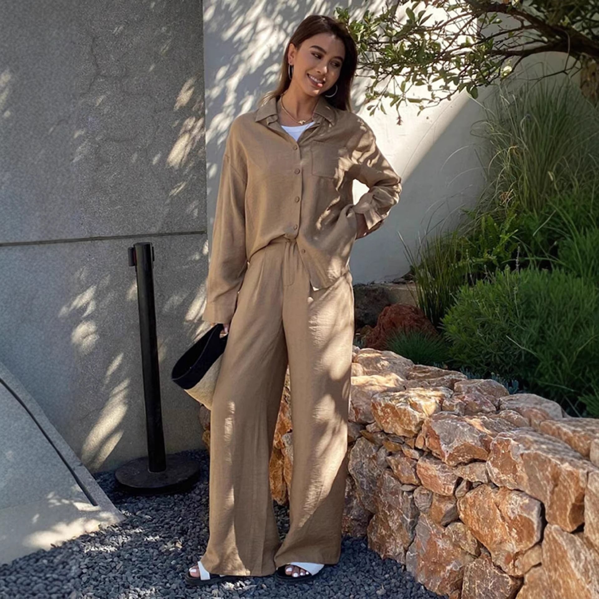 Women’s Linen Shirt And Trouser Set – Loose Fit Summer Outfit