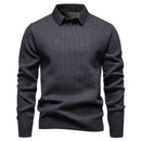 Mens Fine Knit Sweater Modern Collar – Stylish Casual Pullover