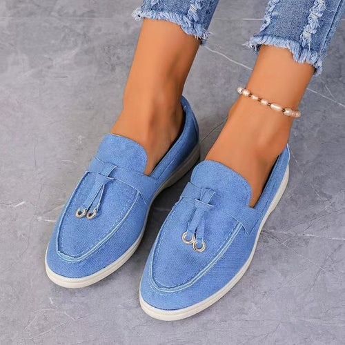 Women’s Flat Slip On Suede Loafers – Comfortable Casual Walking Shoes