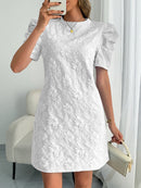 Women's Elegant Blue Textured Floral Mini Dress – Chic Party Style