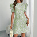 Women's Elegant Blue Textured Floral Mini Dress – Chic Party Style