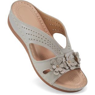 Women's Comfortable Footbed Sandals With Floral Design – Orthopedic Summer Comfort