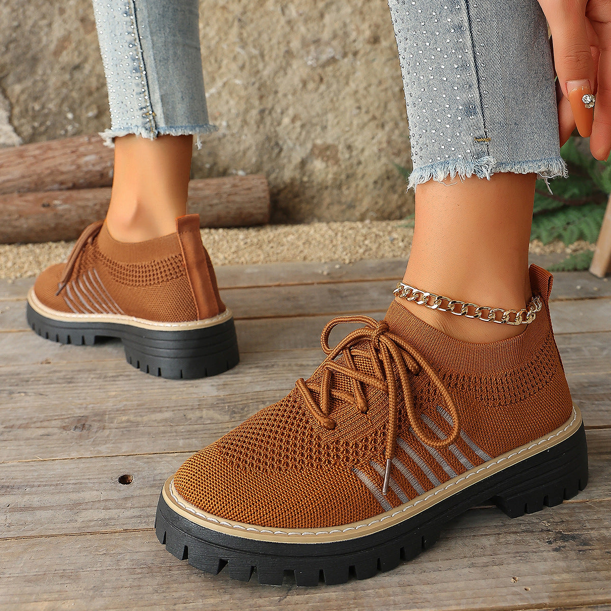 Women’s Lace Up Mesh Sneakers – Breathable Running Shoes With Grip Sole