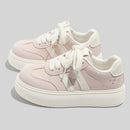 Women's Trendy Laced Up Suede Sneakers With Red Laces