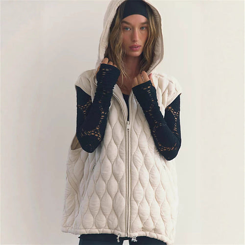 Women’s Lightweight Hooded Puffer Vest – Short Sleeve Quilted Jacket