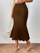 Women’s High-Waisted Pencil Skirt – Scalloped Hem Elegant Fit