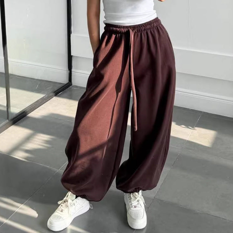 Women's Comfortable Wide Leg Trousers With Elastic Waistband – Relaxed Fit Pants
