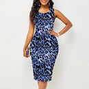 Women's Leopard Print Bodycon Dress – Sleeveless Trendy Party Dress