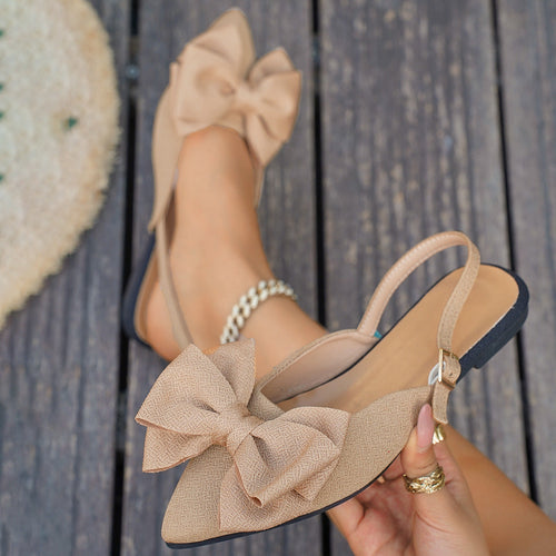 Women’s Elegant Slingback Ballerina Flats – Bow Detail Comfort Shoes