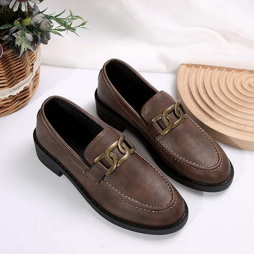 Women’s Elegant Moccasins With Chain Detail – Stylish Comfort Loafers