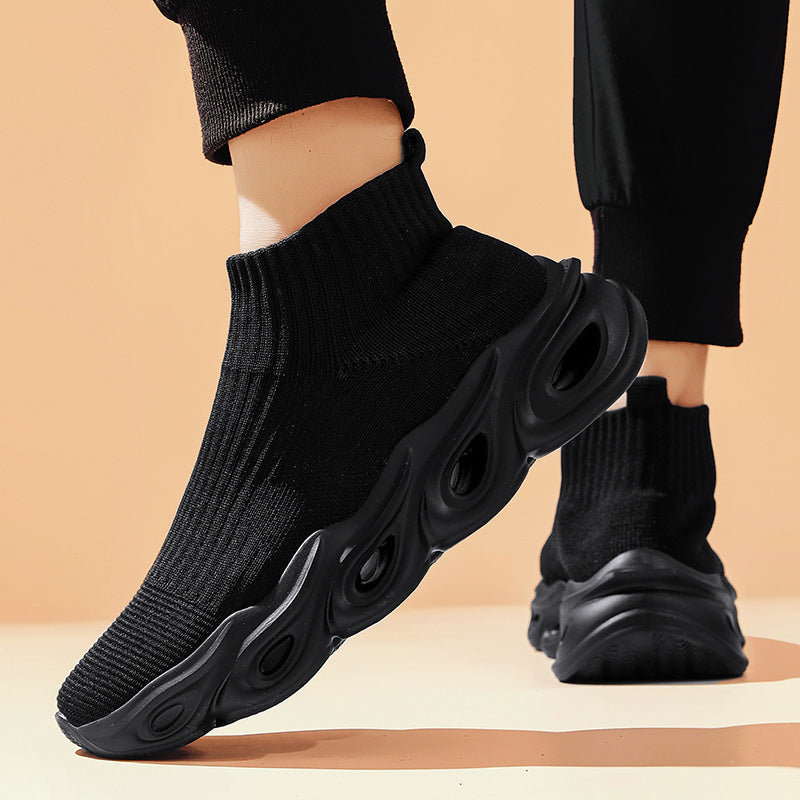Women's Sock Style Ankle Sneakers With White Sole Lightweight Fit