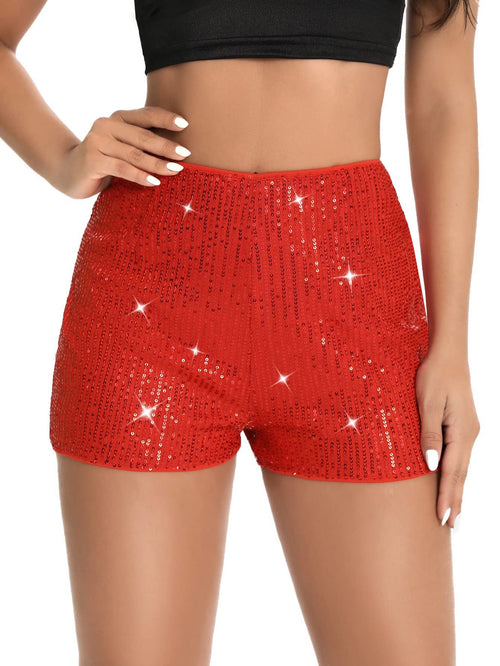 Women’s High-Waisted Sequin Shorts – Sparkly Party Glam Fit