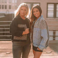 Women's Casual Denim Jacket – Trendy Animal Print Patch Jacket