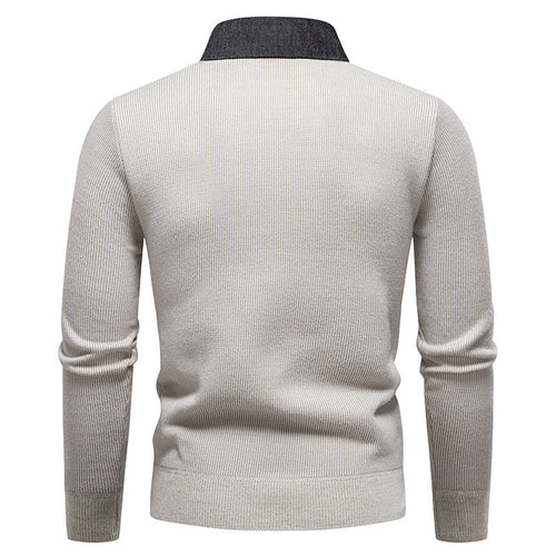 Mens Fine Knit Sweater Modern Collar – Stylish Casual Pullover