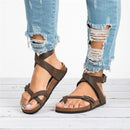 Women's Open-Toe Cross Strap Leather Sandals – Elegant Comfort Fit