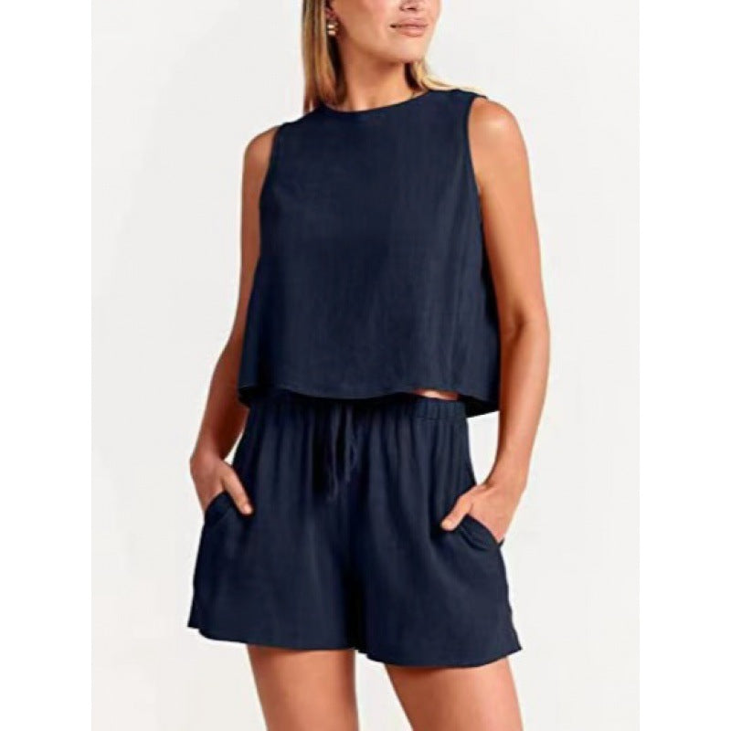 Women's Casual Two-Piece Set – Lightweight Top And Shorts Ensemble