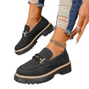 Women's Red Suede Chunky Platform Penny Loafers With Lug Sole