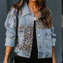 Women's Casual Denim Jacket – Trendy Animal Print Patch Jacket