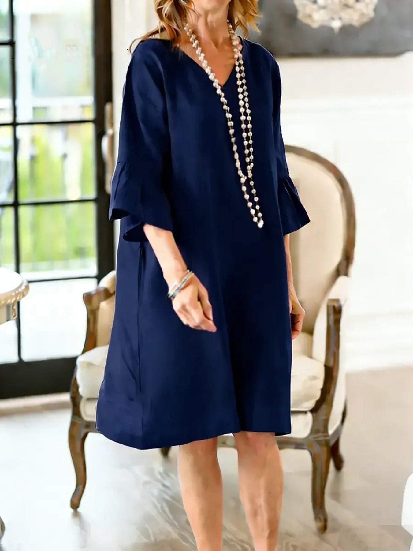 Women’s Casual Ruffle Dress – Hip Length Relaxed Summer Outfit