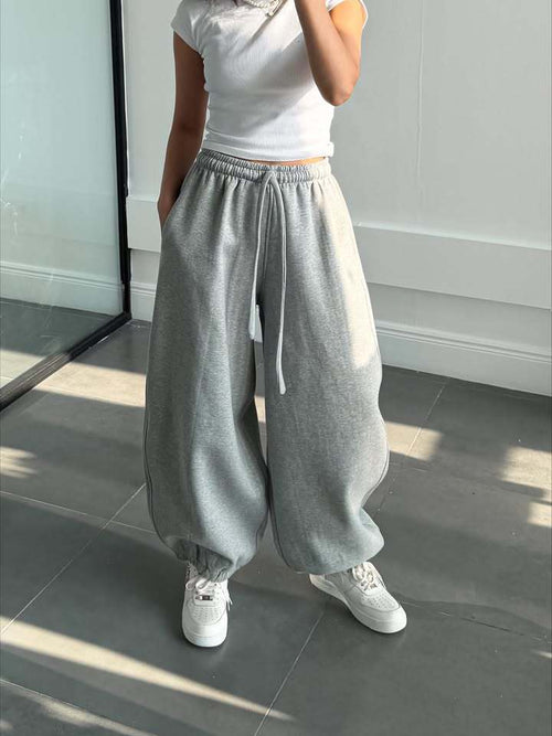 Women's Comfortable Wide Leg Trousers With Elastic Waistband – Relaxed Fit Pants
