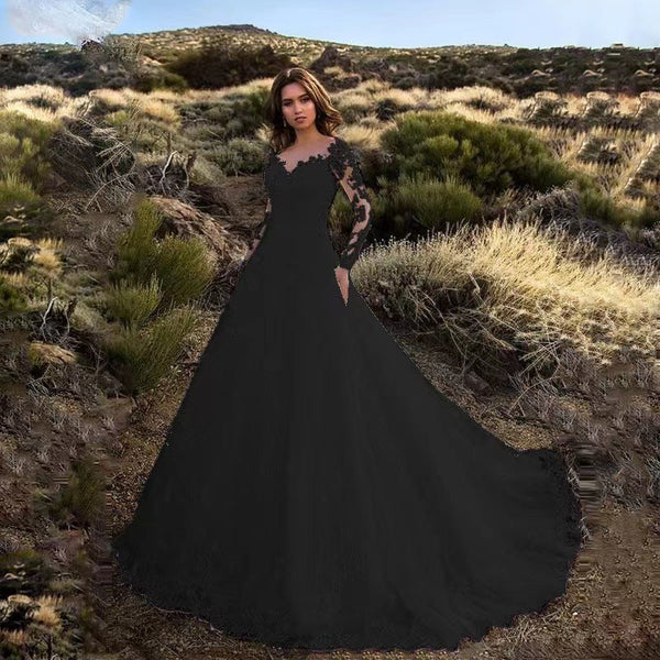 Women's Elegant Lace Detailed Wedding Dress With Voluminous Skirt – Princess Bridal Gown