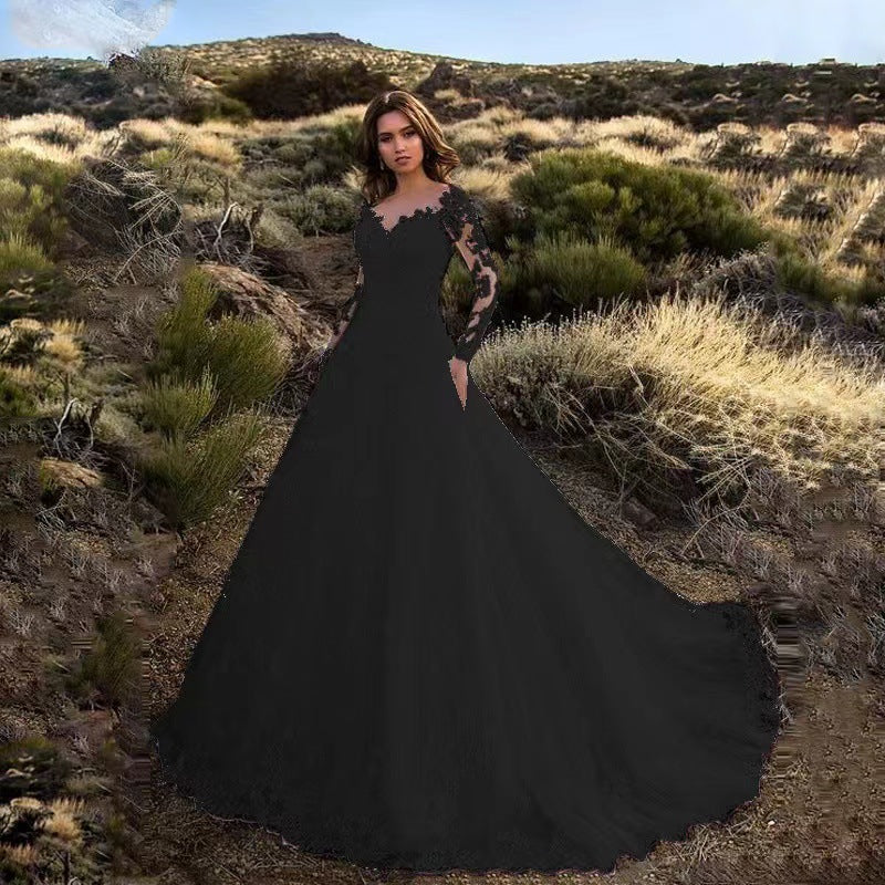 Women's Elegant Lace Detailed Wedding Dress With Voluminous Skirt – Princess Bridal Gown