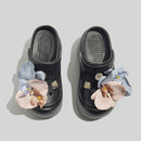 Women's Stylish Clogs With Floral Accessories And Beads
