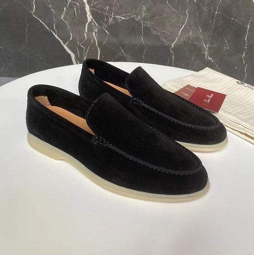 Mens Classic Brown Suede Loafers Slip-On – Casual Elegant Shoes