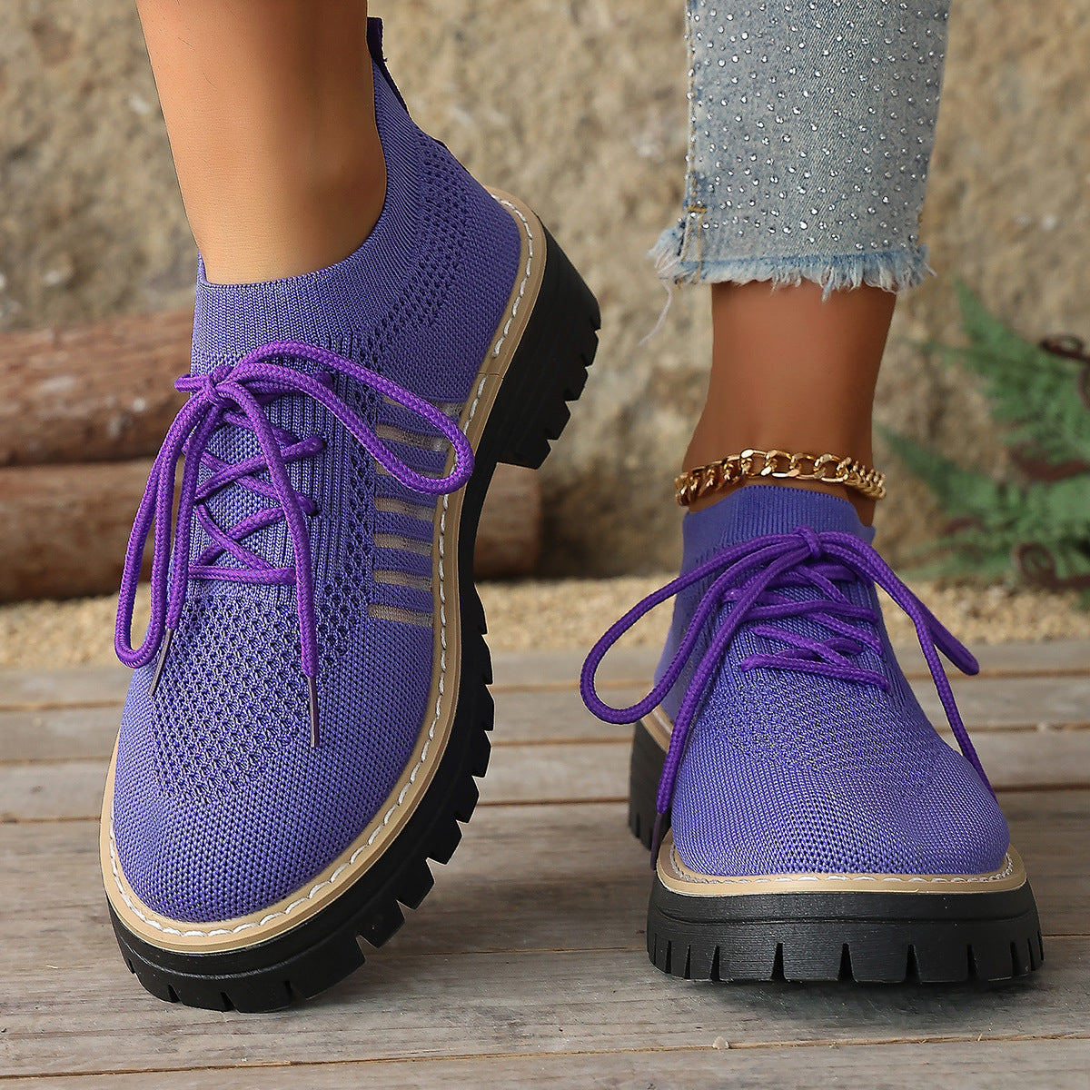 Women’s Lace Up Mesh Sneakers – Breathable Running Shoes With Grip Sole