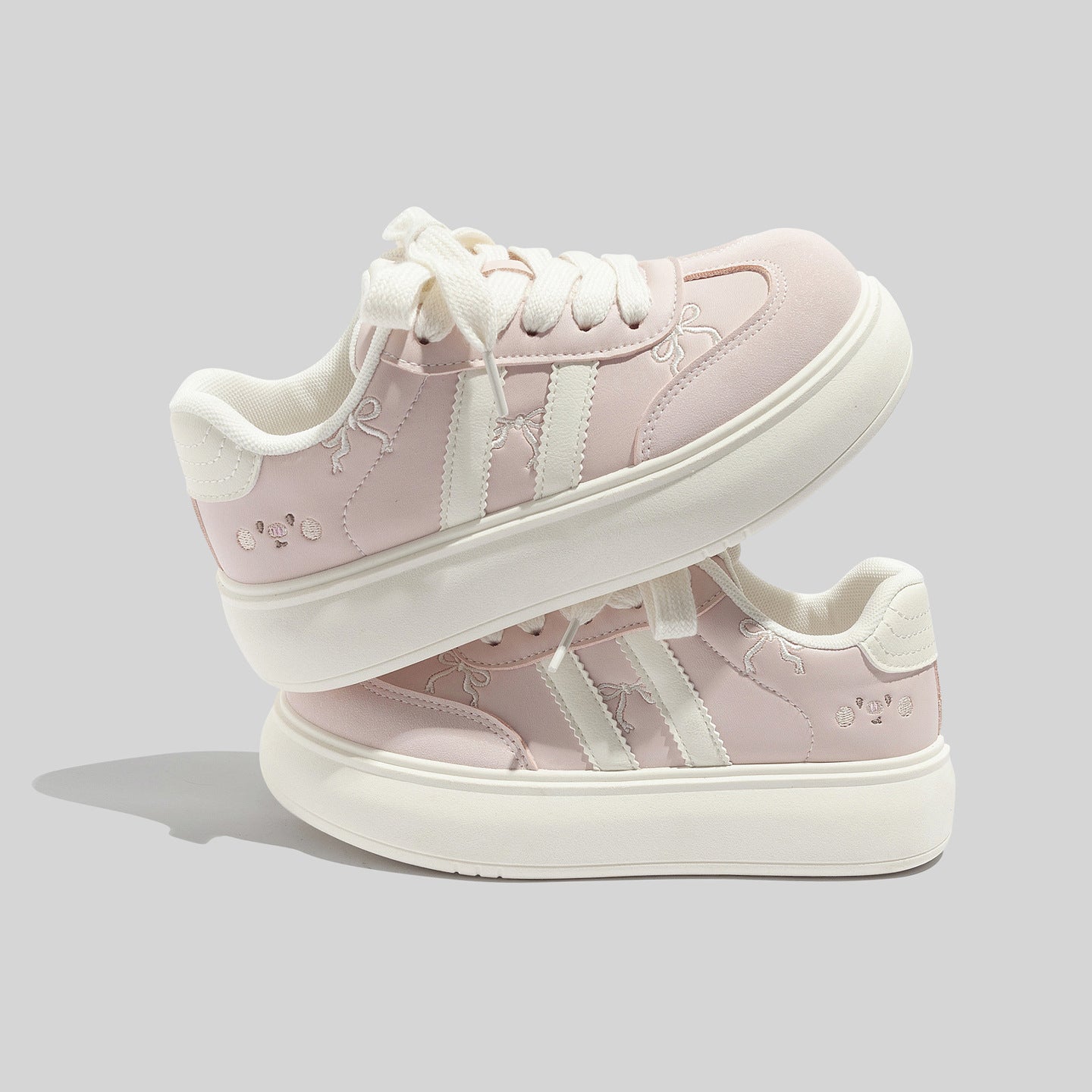 Women's Trendy Laced Up Suede Sneakers With Red Laces