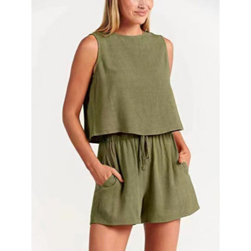 Women's Casual Two-Piece Set – Lightweight Top And Shorts Ensemble