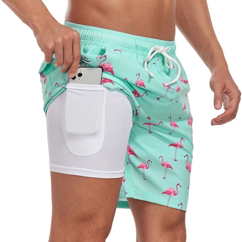 Mens Quick Dry Swim Shorts With Compression Liner – Athletic Beach Shorts