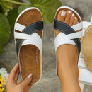 Women’s Open Toe Strappy Leather Sandals – Comfortable Summer Flats