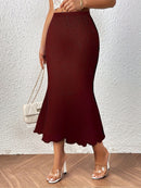 Women’s High-Waisted Pencil Skirt – Scalloped Hem Elegant Fit