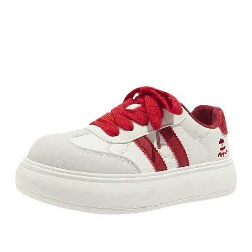 Women's Trendy Laced Up Suede Sneakers With Red Laces