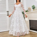 Women's Elegant Lace Detailed Wedding Dress With Voluminous Skirt – Princess Bridal Gown