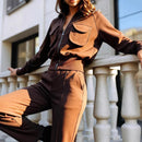 Women’s Warm Sweatsuit Set – Cozy Tracksuit With Pockets High Collar