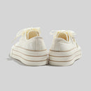 Women's Beige Platform Sneakers With Elegant Satin Lacing