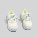 Women's Stylish Laced Up Beige Leather Sneakers With Platform Sole