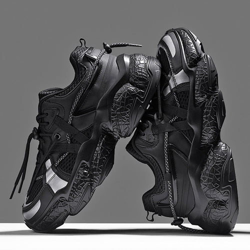 Women's Black Non-Slip Platform Sneakers With Lace Up Comfort