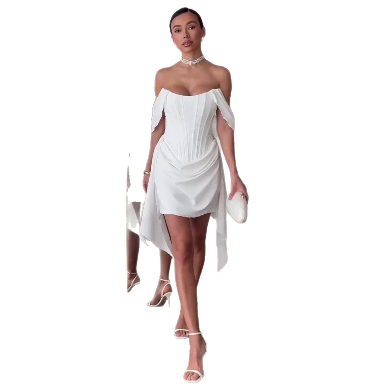 Women's Strapless Corset Basque Waist Wedding Dress – Luxury Bridal Gown