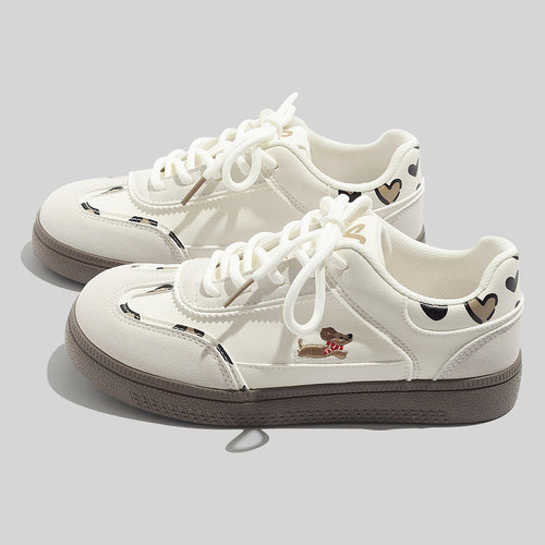 Women's Stylish Laced Up Red Sneakers With Checkers Design