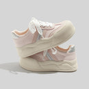 Women's Stylish Laced Up Leather Sneakers With Platform Sole