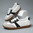 Women’s Trendy Laced-Up Faux Leather Sneakers – Cushioned Everyday Comfort