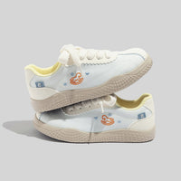 Women's Stylish Laced Up Blue Leather Sneakers